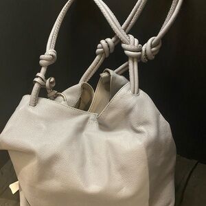 Vince Camuto Gray Shoulder Bag with Soft Leather and Knotted Handles